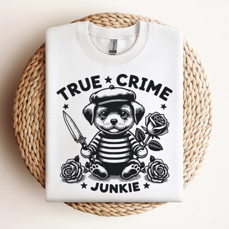 True Crime Junkie Dog SVG Funny Dog SVG True Crime SVG Digital Design For T Shirts Vintage SVG Design