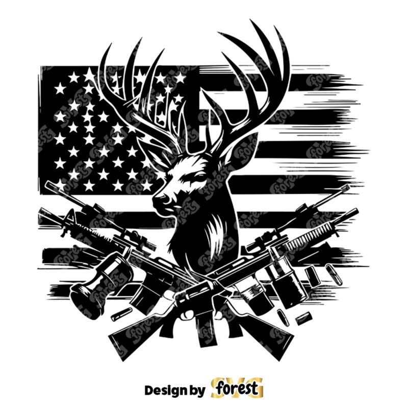 USA Deer Head SVG Deer Hunting SVG American Flag SVG American Hunting SVG Hunting SVG
