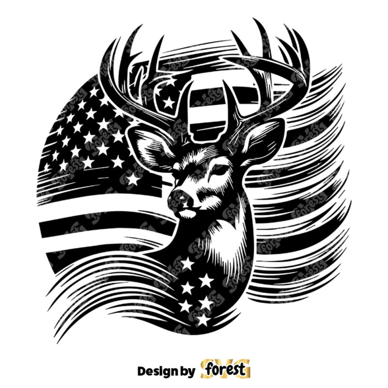 USA Deer Head SVG Deer Hunting SVG American Flag SVG American Hunting SVG Patriotic Deer Hunting SVG