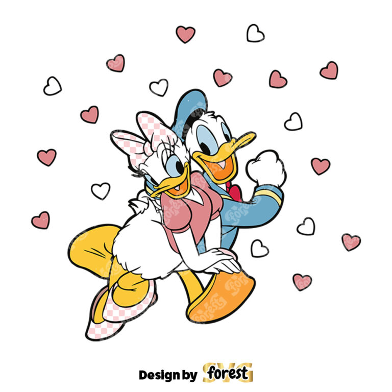 Vintage Donald And Daisy Happy Valentine SVG 0