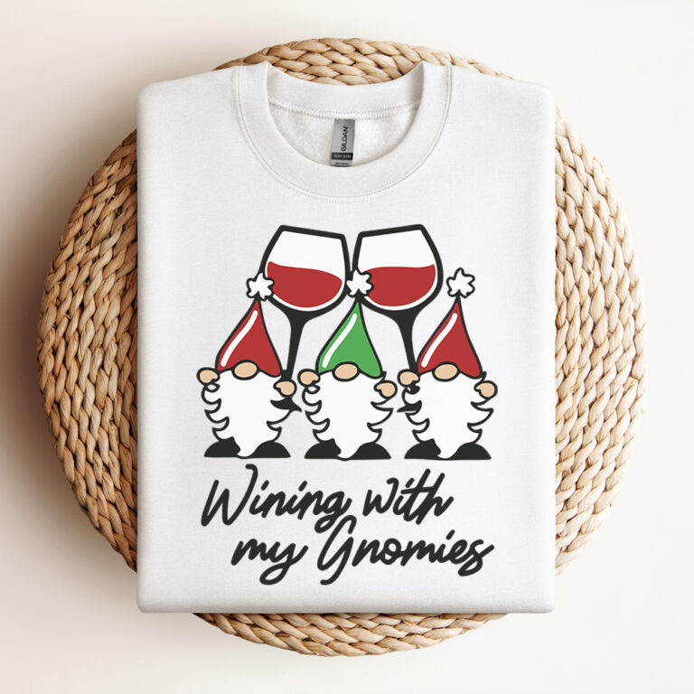 Wining With My Gnomies SVG Funny Christmas Wine Glass SVG 2