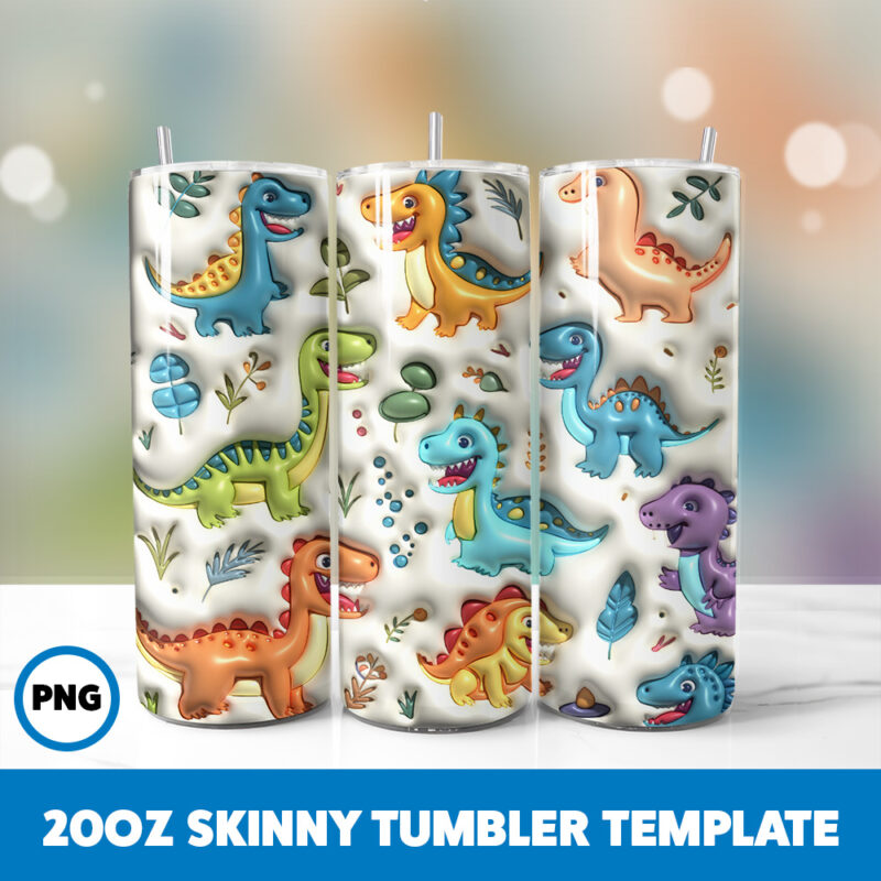 3D Inflated Animals 14 20oz Skinny Tumbler Sublimation Design