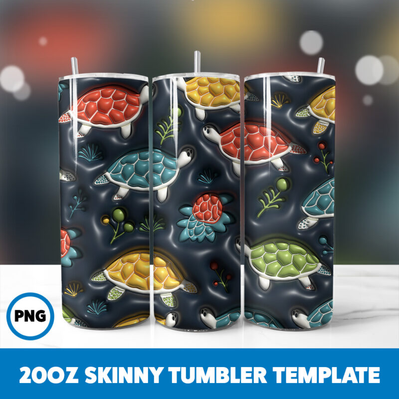3D Inflated Animals 3 20oz Skinny Tumbler Sublimation Design