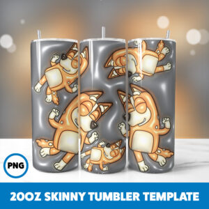 3D Inflated Cartoons 5 20oz Skinny Tumbler Sublimation Design