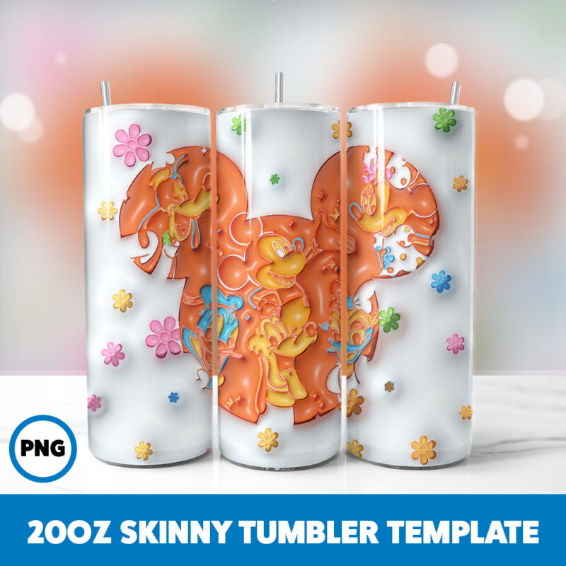 3D Inflated Cartoons 7 20oz Skinny Tumbler Sublimation Design