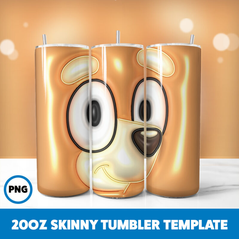 3D Inflated Cartoons 9 20oz Skinny Tumbler Sublimation Design