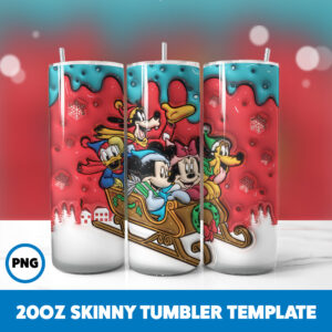 3D Inflated Cartoons Christmas 20 20oz Skinny Tumbler Sublimation Design
