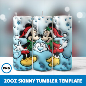 3D Inflated Cartoons Christmas 26 20oz Skinny Tumbler Sublimation Design