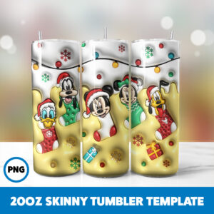3D Inflated Cartoons Christmas 29 20oz Skinny Tumbler Sublimation Design