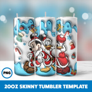 3D Inflated Cartoons Christmas 35 20oz Skinny Tumbler Sublimation Design