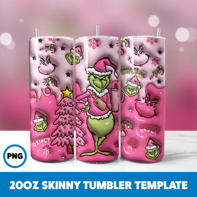3D Inflated Cartoons Christmas 37 20oz Skinny Tumbler Sublimation Design