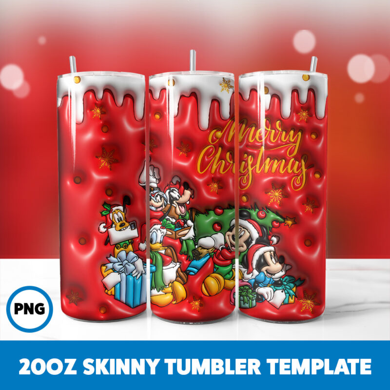 3D Inflated Cartoons Christmas 56 20oz Skinny Tumbler Sublimation Design