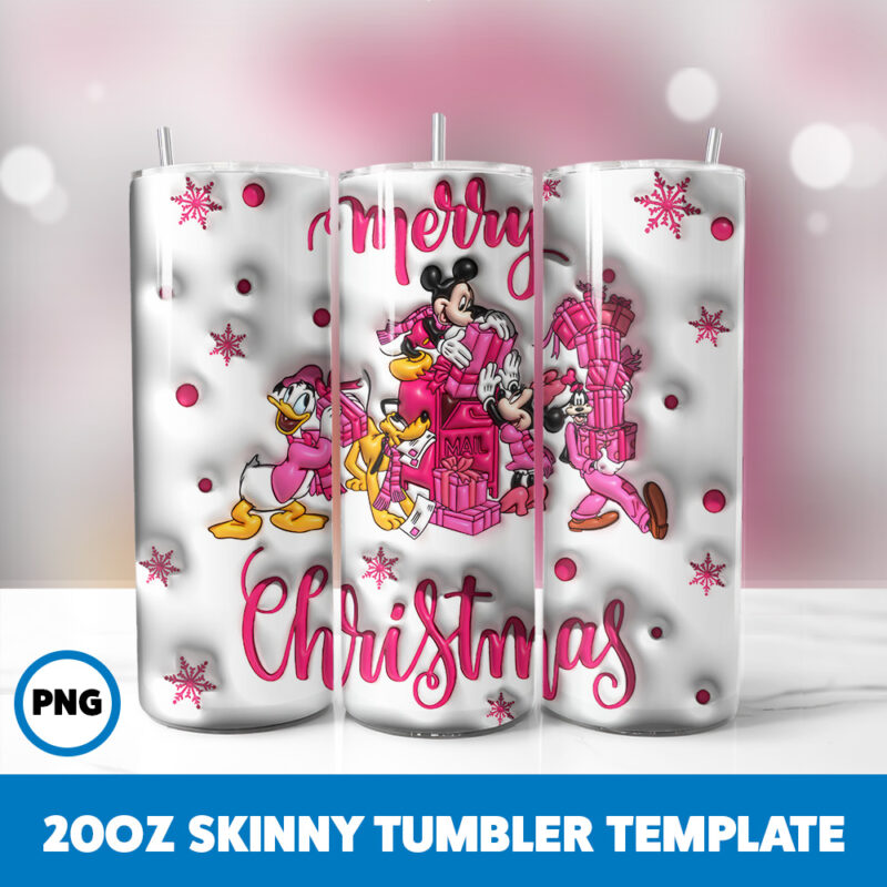 3D Inflated Cartoons Christmas 57 20oz Skinny Tumbler Sublimation Design