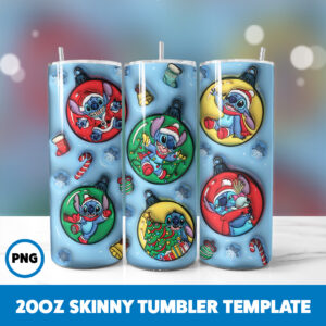 3D Inflated Cartoons Christmas 62 20oz Skinny Tumbler Sublimation Design