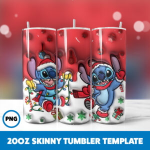 3D Inflated Cartoons Christmas 64 20oz Skinny Tumbler Sublimation Design