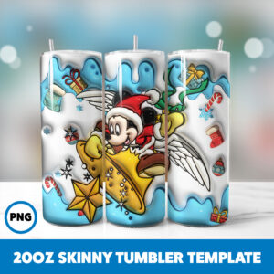 3D Inflated Cartoons Christmas 65 20oz Skinny Tumbler Sublimation Design