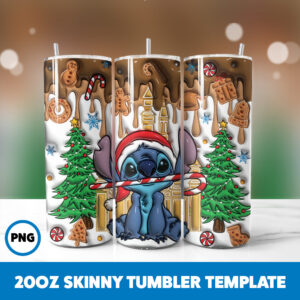 3D Inflated Cartoons Christmas 66 20oz Skinny Tumbler Sublimation Design
