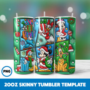 3D Inflated Cartoons Christmas 67 20oz Skinny Tumbler Sublimation Design