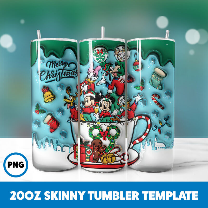 3D Inflated Cartoons Christmas 69 20oz Skinny Tumbler Sublimation Design