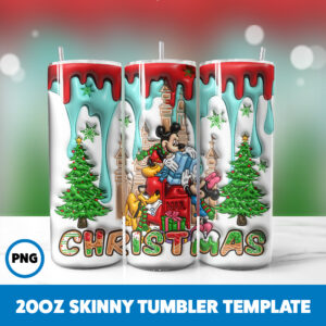 3D Inflated Cartoons Christmas 71 20oz Skinny Tumbler Sublimation Design