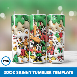 3D Inflated Cartoons Christmas 74 20oz Skinny Tumbler Sublimation Design