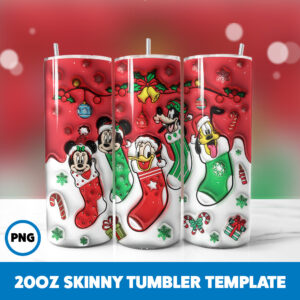 3D Inflated Cartoons Christmas 79 20oz Skinny Tumbler Sublimation Design