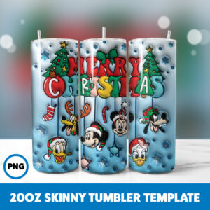 3D Inflated Cartoons Christmas 80 20oz Skinny Tumbler Sublimation Design