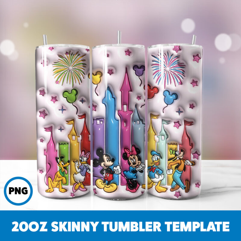 3D Inflated Cartoons Christmas 82 20oz Skinny Tumbler Sublimation Design