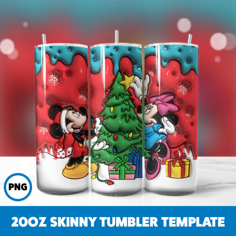 3D Inflated Cartoons Christmas 83 20oz Skinny Tumbler Sublimation Design