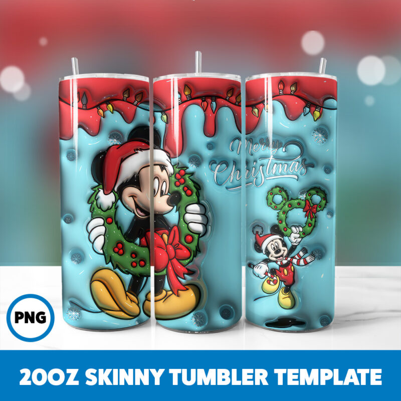 3D Inflated Cartoons Christmas 86 20oz Skinny Tumbler Sublimation Design