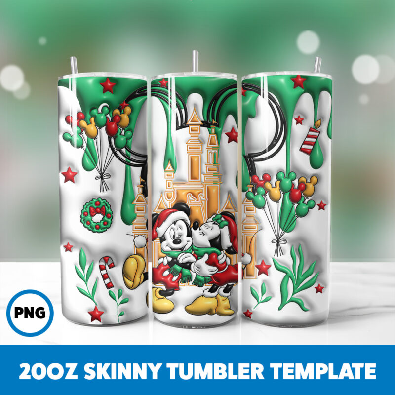 3D Inflated Cartoons Christmas 87 20oz Skinny Tumbler Sublimation Design