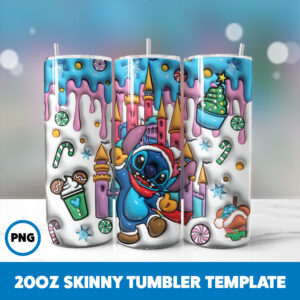 3D Inflated Cartoons Christmas 88 20oz Skinny Tumbler Sublimation Design