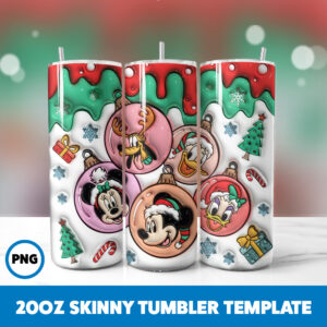 3D Inflated Cartoons Christmas 91 20oz Skinny Tumbler Sublimation Design