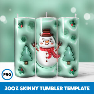3D Inflated Christmas 104 20oz Skinny Tumbler Sublimation Design