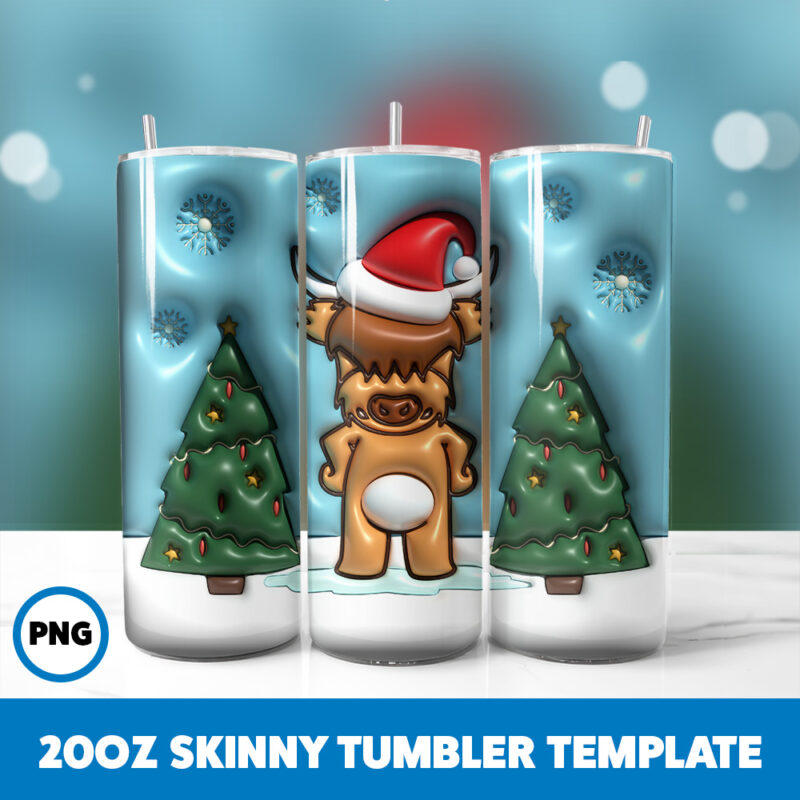3D Inflated Christmas 105 20oz Skinny Tumbler Sublimation Design
