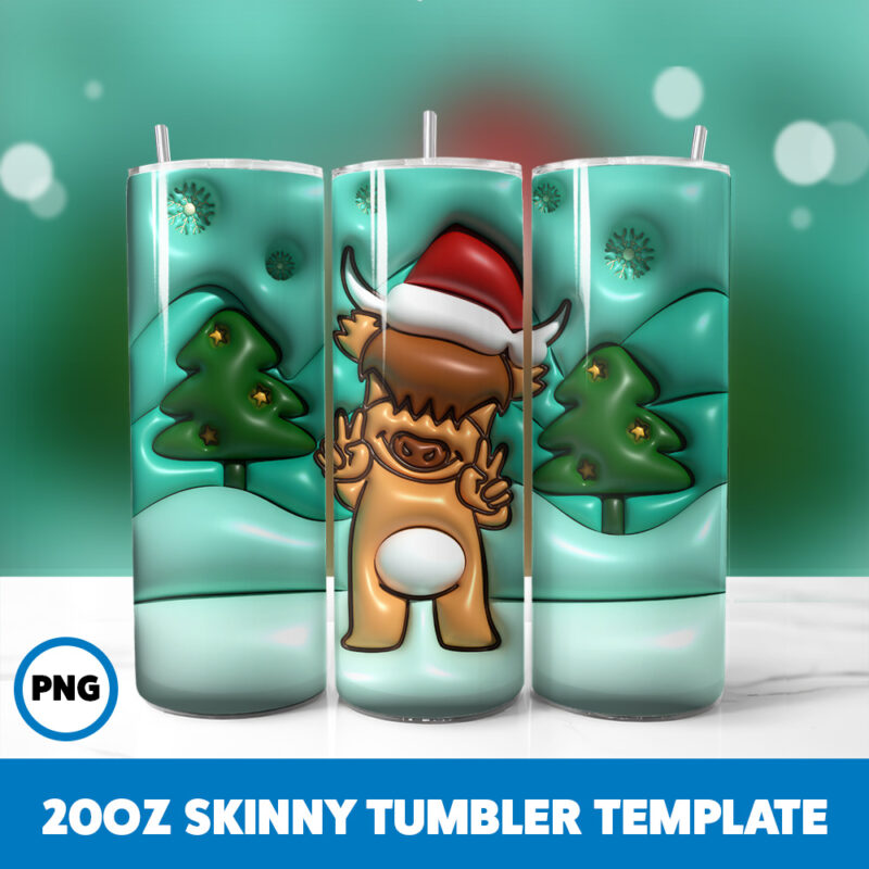 3D Inflated Christmas 106 20oz Skinny Tumbler Sublimation Design