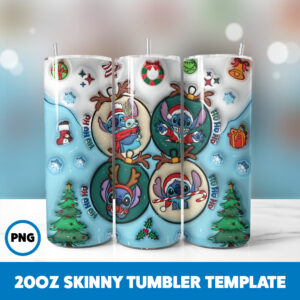 3D Inflated Christmas 11 20oz Skinny Tumbler Sublimation Design