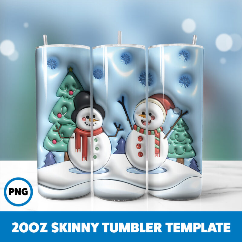 3D Inflated Christmas 112 20oz Skinny Tumbler Sublimation Design