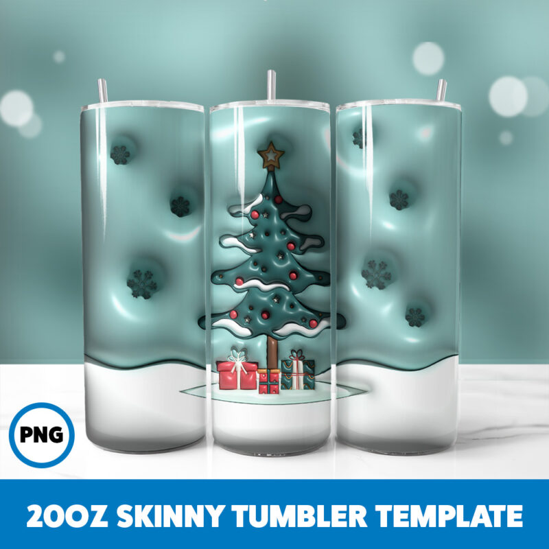 3D Inflated Christmas 114 20oz Skinny Tumbler Sublimation Design