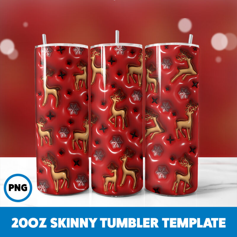 3D Inflated Christmas 117 20oz Skinny Tumbler Sublimation Design
