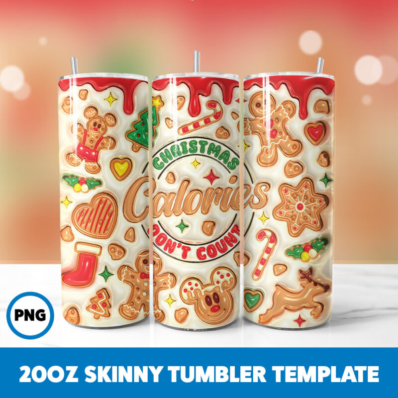 3D Inflated Christmas 118 20oz Skinny Tumbler Sublimation Design
