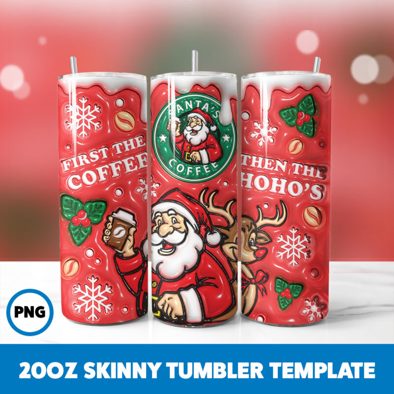 3D Inflated Christmas 120 20oz Skinny Tumbler Sublimation Design