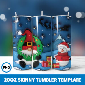 3D Inflated Christmas 122 20oz Skinny Tumbler Sublimation Design