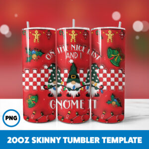 3D Inflated Christmas 123 20oz Skinny Tumbler Sublimation Design