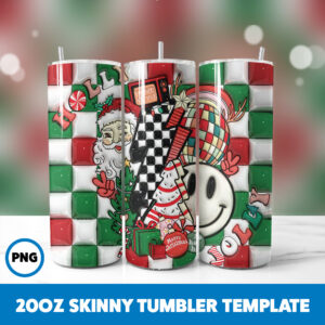 3D Inflated Christmas 14 20oz Skinny Tumbler Sublimation Design