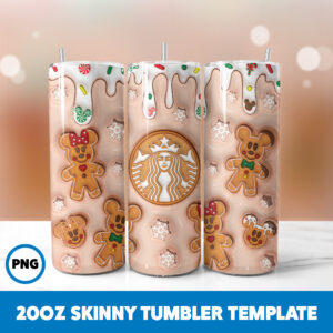 3D Inflated Christmas 17 20oz Skinny Tumbler Sublimation Design