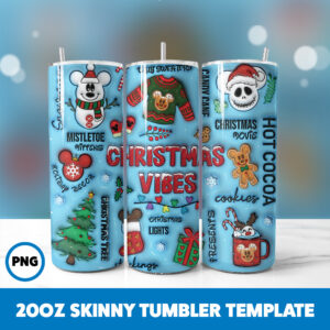 3D Inflated Christmas 18 20oz Skinny Tumbler Sublimation Design
