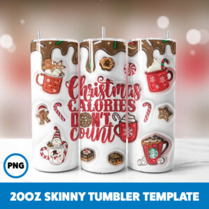 3D Inflated Christmas 20 20oz Skinny Tumbler Sublimation Design