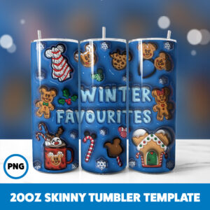 3D Inflated Christmas 21 20oz Skinny Tumbler Sublimation Design