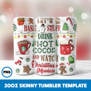 3D Inflated Christmas 22 20oz Skinny Tumbler Sublimation Design